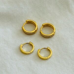 Gold Hoop Earrings Set